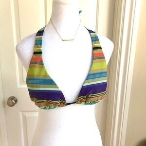 Ted Baker Bikini Top Multi Color Stripe Halter Style Retro (3/US 4)